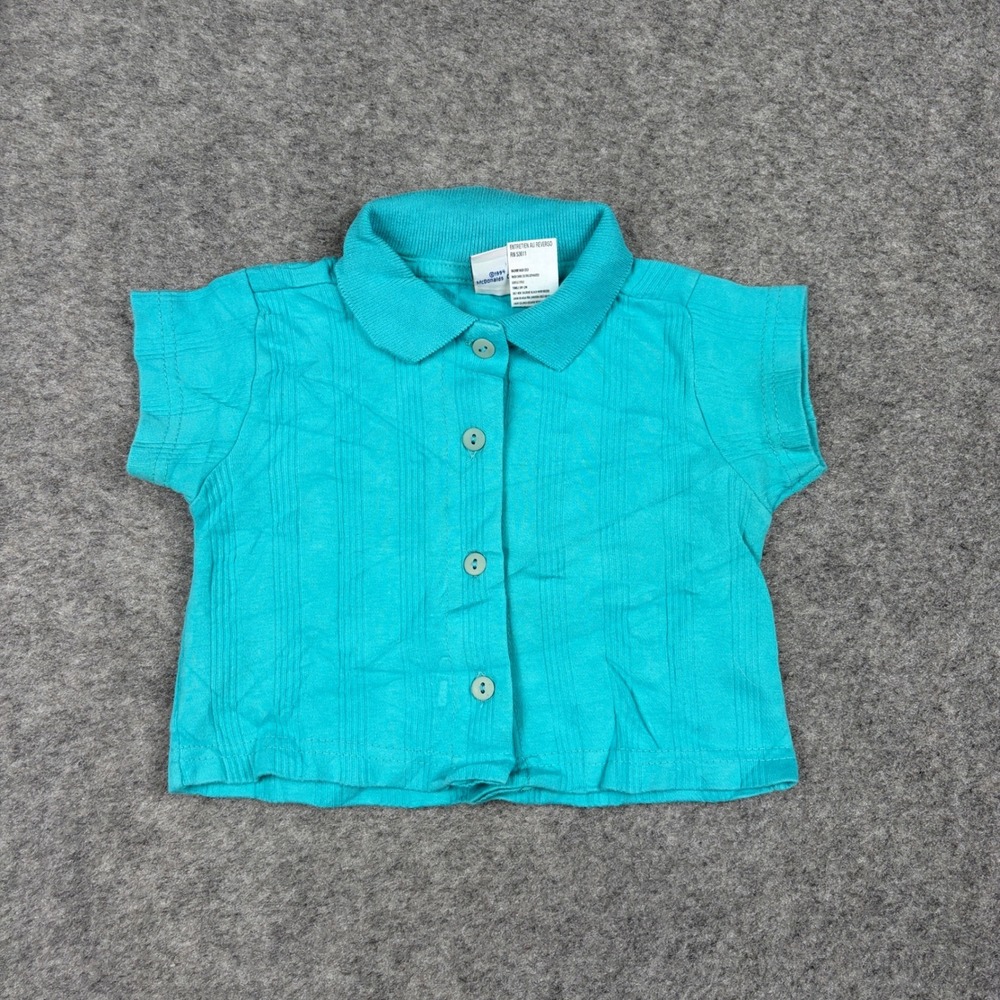 McKids Button Up Shirt Toddler‎ 2T Teal Vintage 1994 Ribbed Short Sleeve Polo